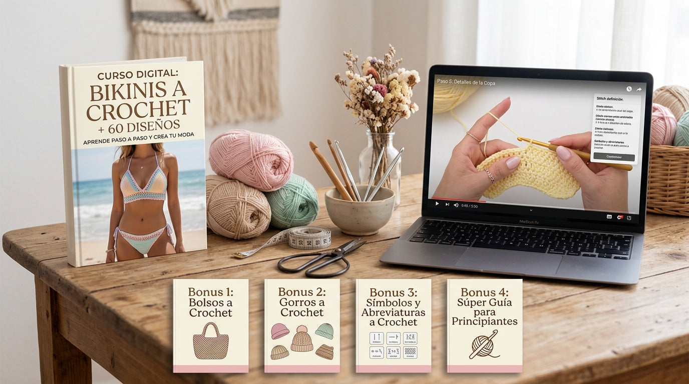 Bikinis a Crochet ➕ 60 diseños ➕ 5 bonos exclusivos